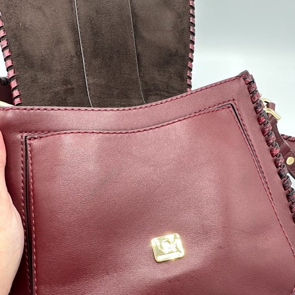 NWOT Michael Kors LILLIE Whip Stitched Leather Bag/Crossbody OXBLOOD RED PYTHON - Picture 10 of 16